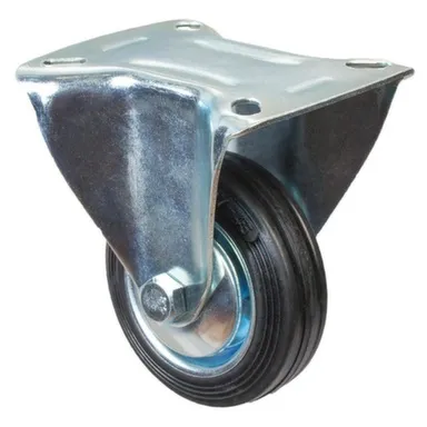 Купить Опора колесная неповоротная на площадке, 80 мм, сталь/резина, черный, 1 шт, Стройбат в интернет-магазине Akvilon.kz